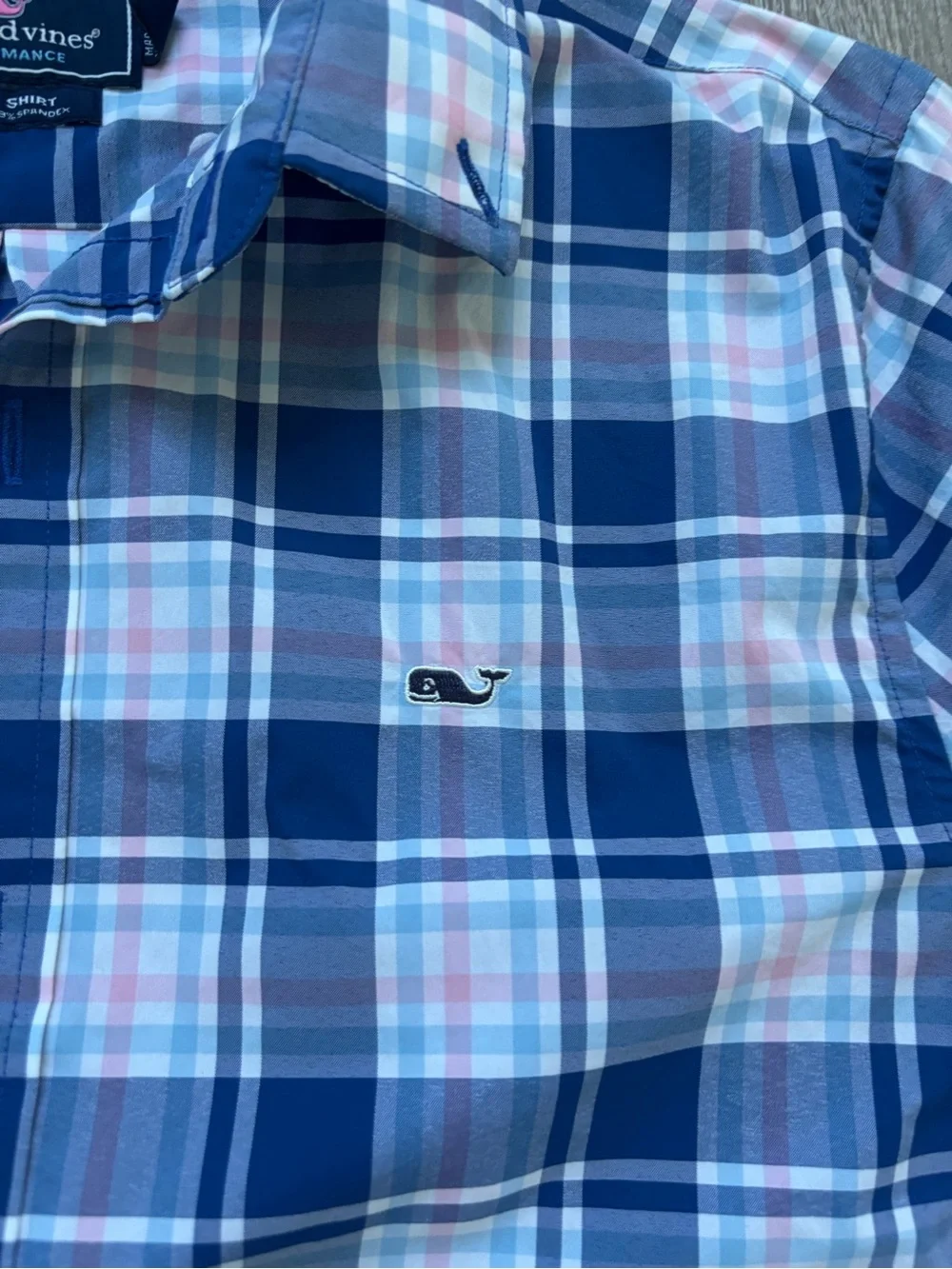 Vineyard Vines boys performance Plaid Button-Down Shirt Size L (16)